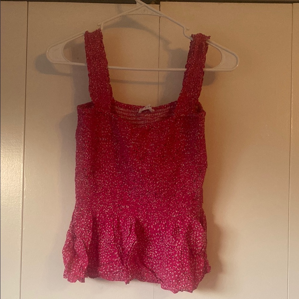 Ruffled Peplum Pink Sleeveless Camisole